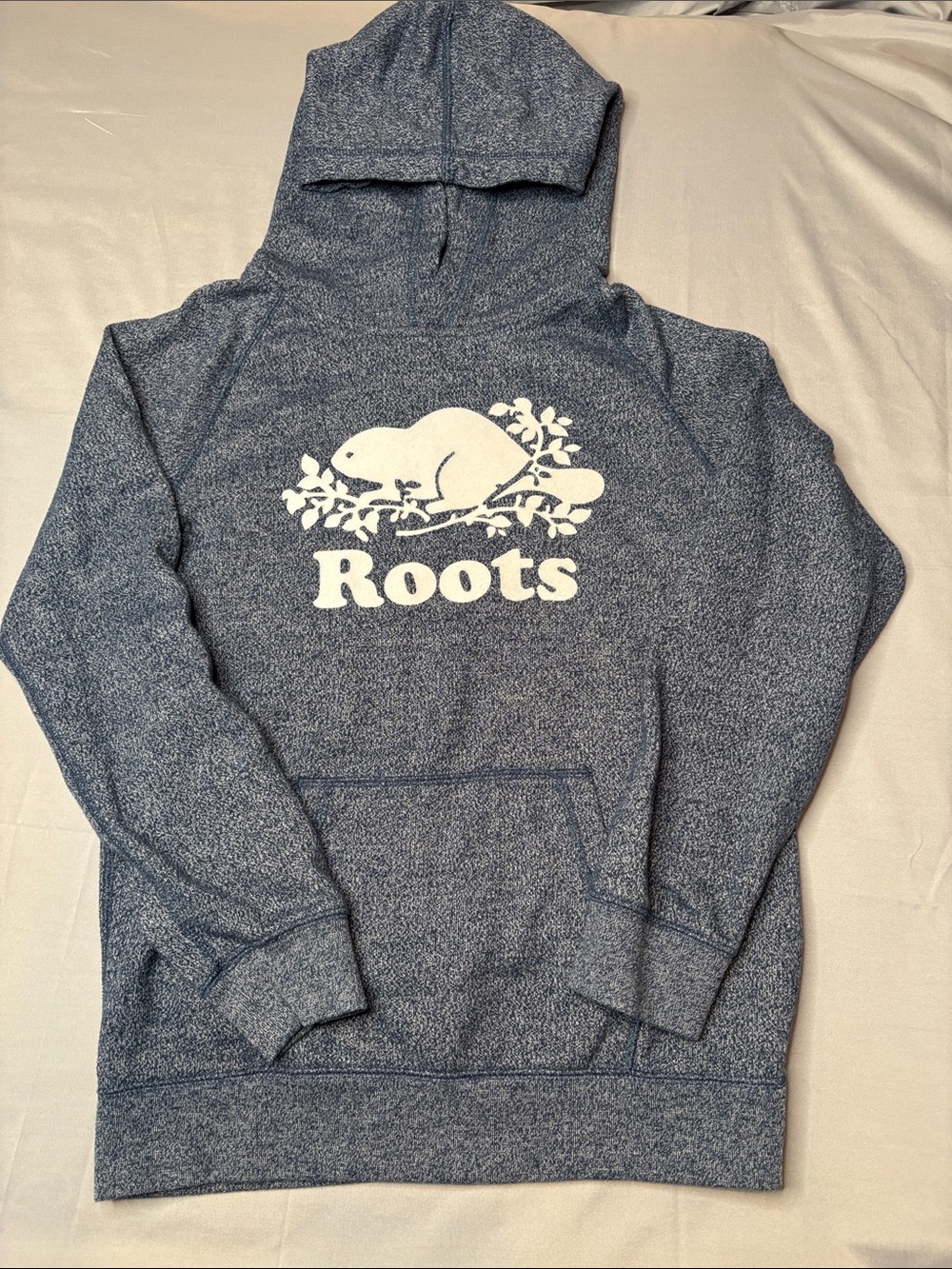 Roots Kids Blue Heather Organic Original Kanga Hoodie Size 2 XL